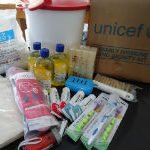 UNICEF’s family hygiene and dignity kit contain a bucket, washing powder, bars of soap, shampoo, tooth brushes, tooth paste, washable napkins among others. Photo by Kazutaka Sekine